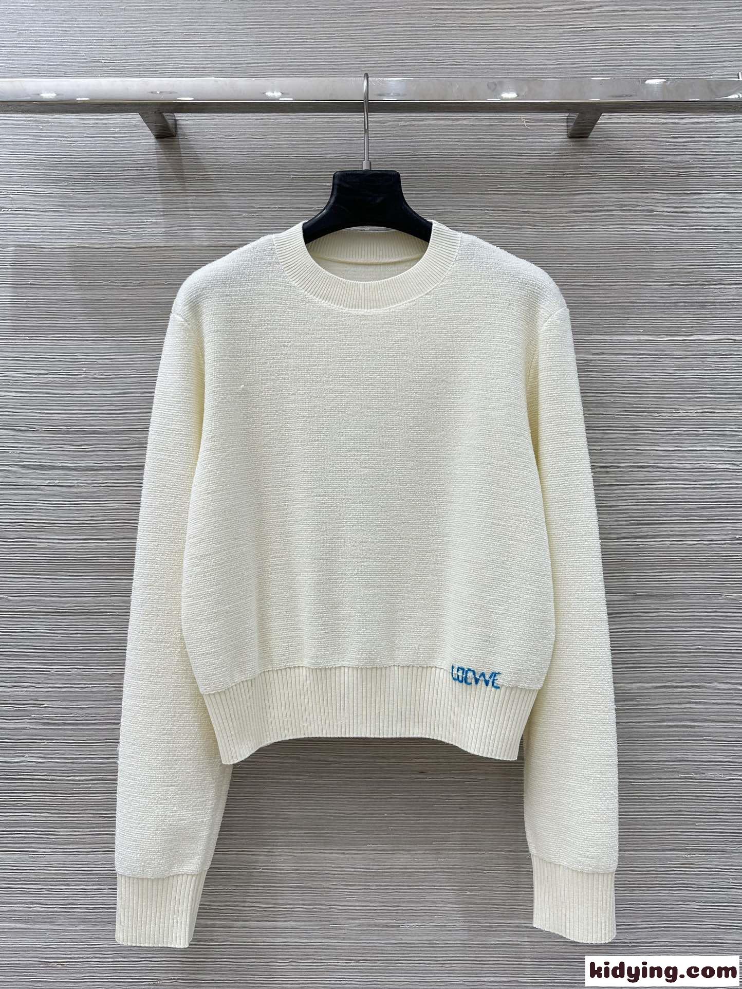 洗練された 上品 ロゴ クルーネック ロエベ セーター コピー ベージュ-0