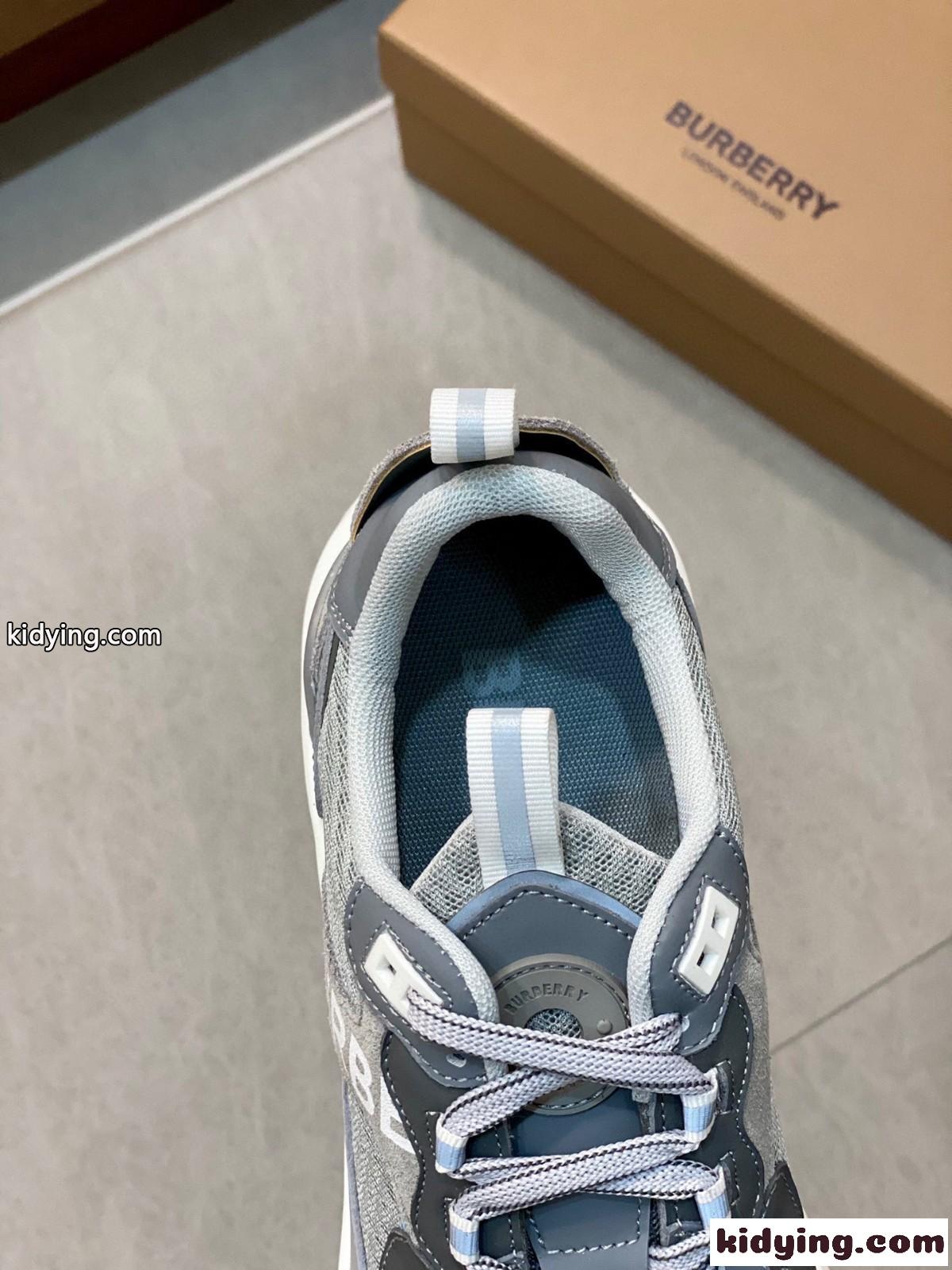 バーバリー スニーカー コピー メンズ Burberry ロゴ スエード＆メッシュ スニーカー-3
