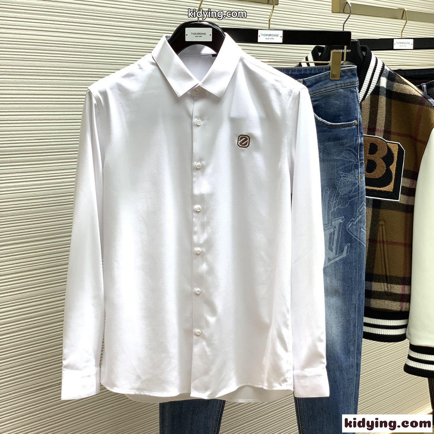 洗練された 上品 カジュアル 長袖 メンズ トップス エルメネジルド・ゼニア シャツ コピー ホワイト-0