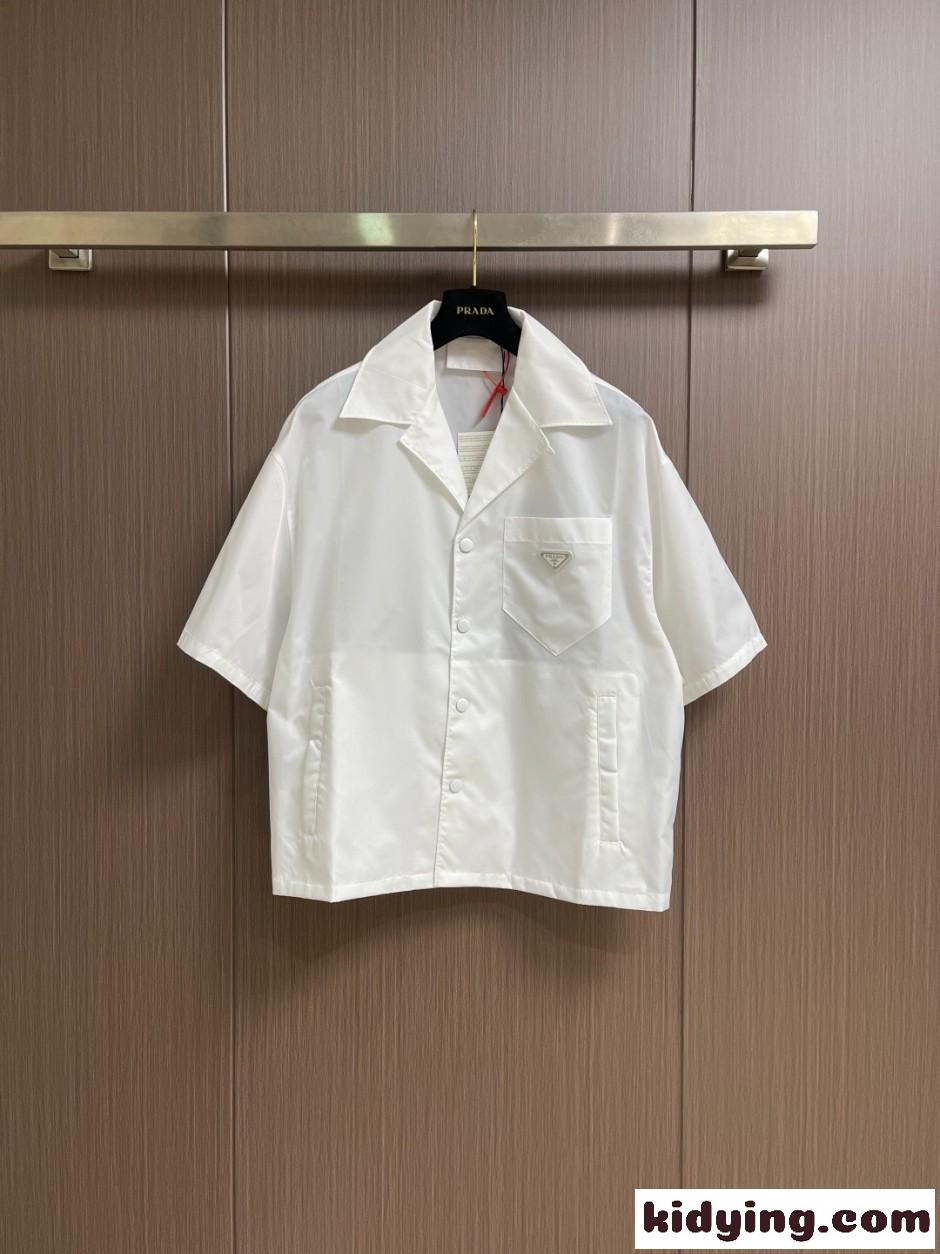 人気 洗練された Re-Nylon 半袖シャツ プラダ シャツ 偽物 ホワイト-0