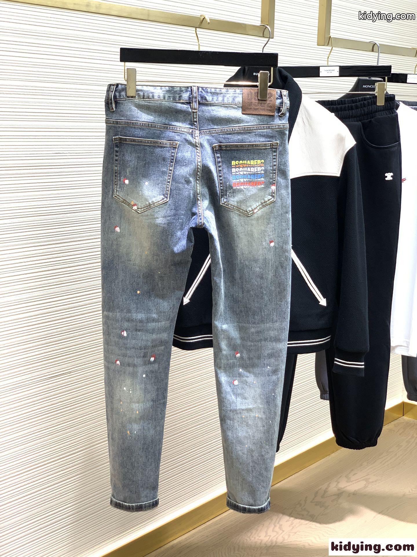 カジュアル ディースクエアード ジーンズ コピー ダメージ加工 メンズ デニムパンツ-4
