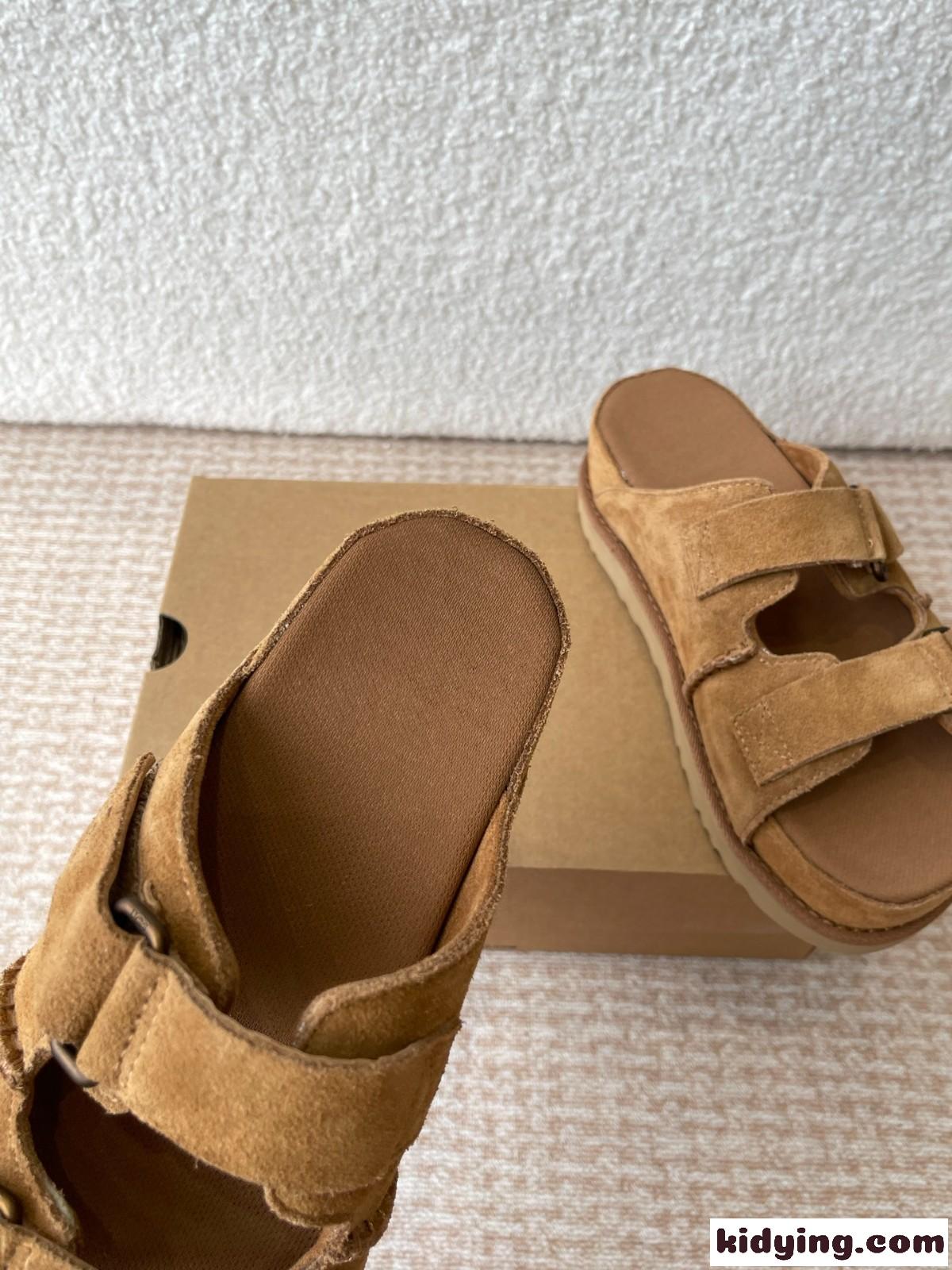 カジュアル スエード 厚底 レディースシューズ アグ サンダル コピー ブラウン-4