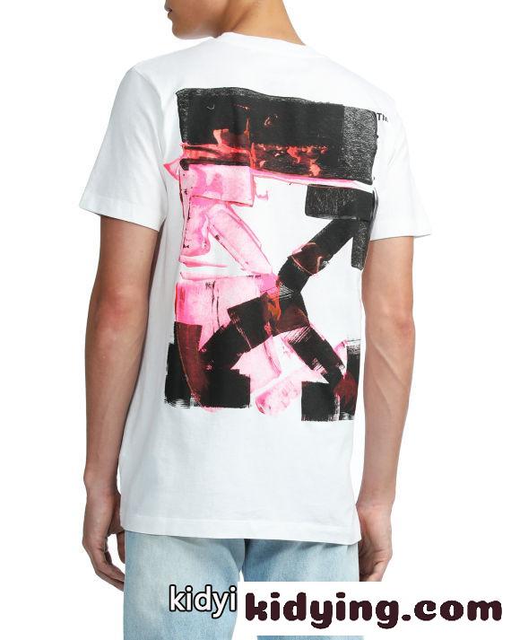 かっこいい プリント クルーネック 着心地いい オフホワイト 半袖Tシャツ コピー カジュアル ゆったり ホワイト ブラック-1