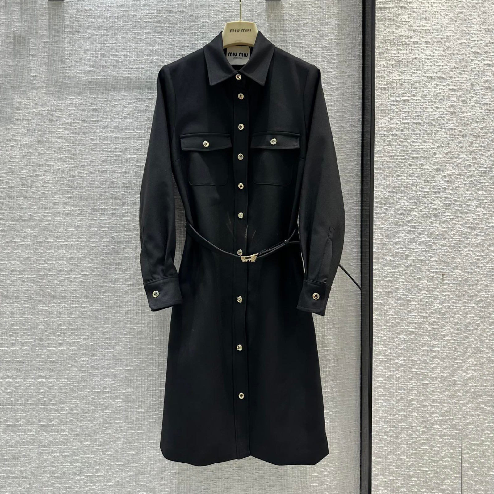 定番 ベルト付き キャディドレス ミュウミュウ ワンピース コピー ロングスリーブ-2