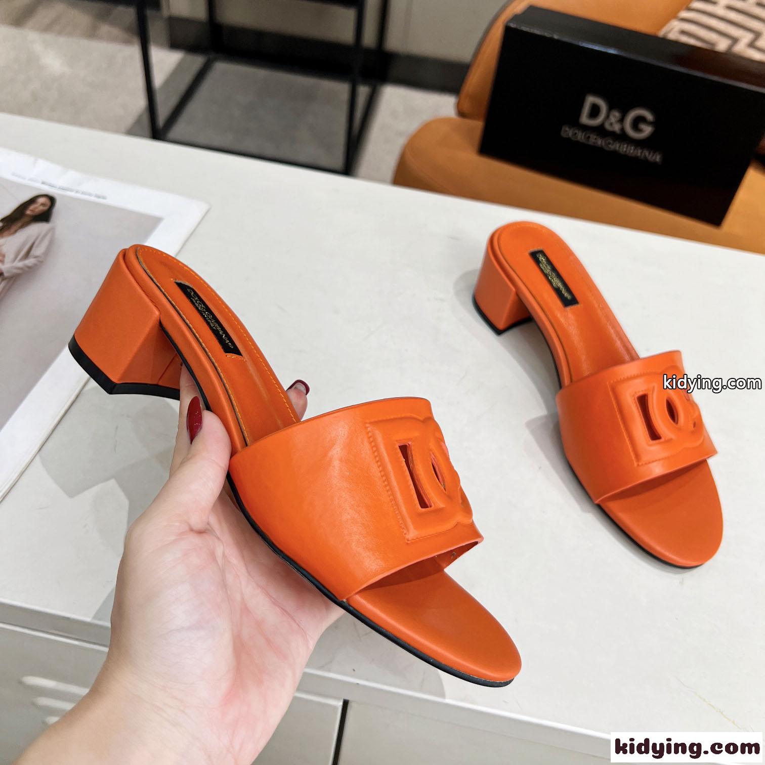 ミュール カーフスキン DG MILLENIALSロゴ ドルチェ&ガッバーナ サンダル コピー オレンジ-1