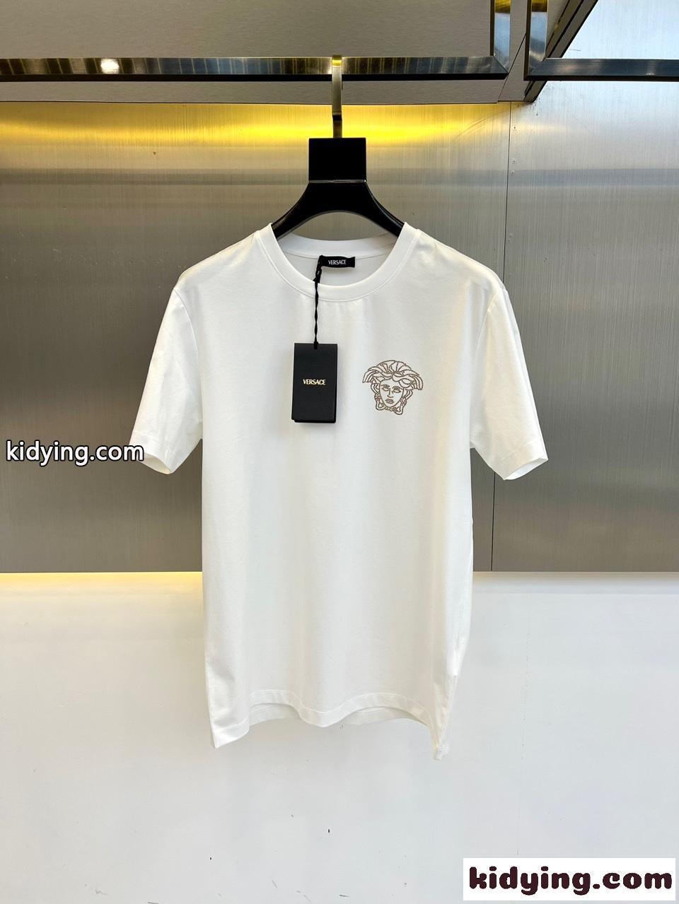 シンプル おしゃれ 半袖Tシャツ ヴェルサーチェ Tシャツ コピー クルーネック ホワイト-0