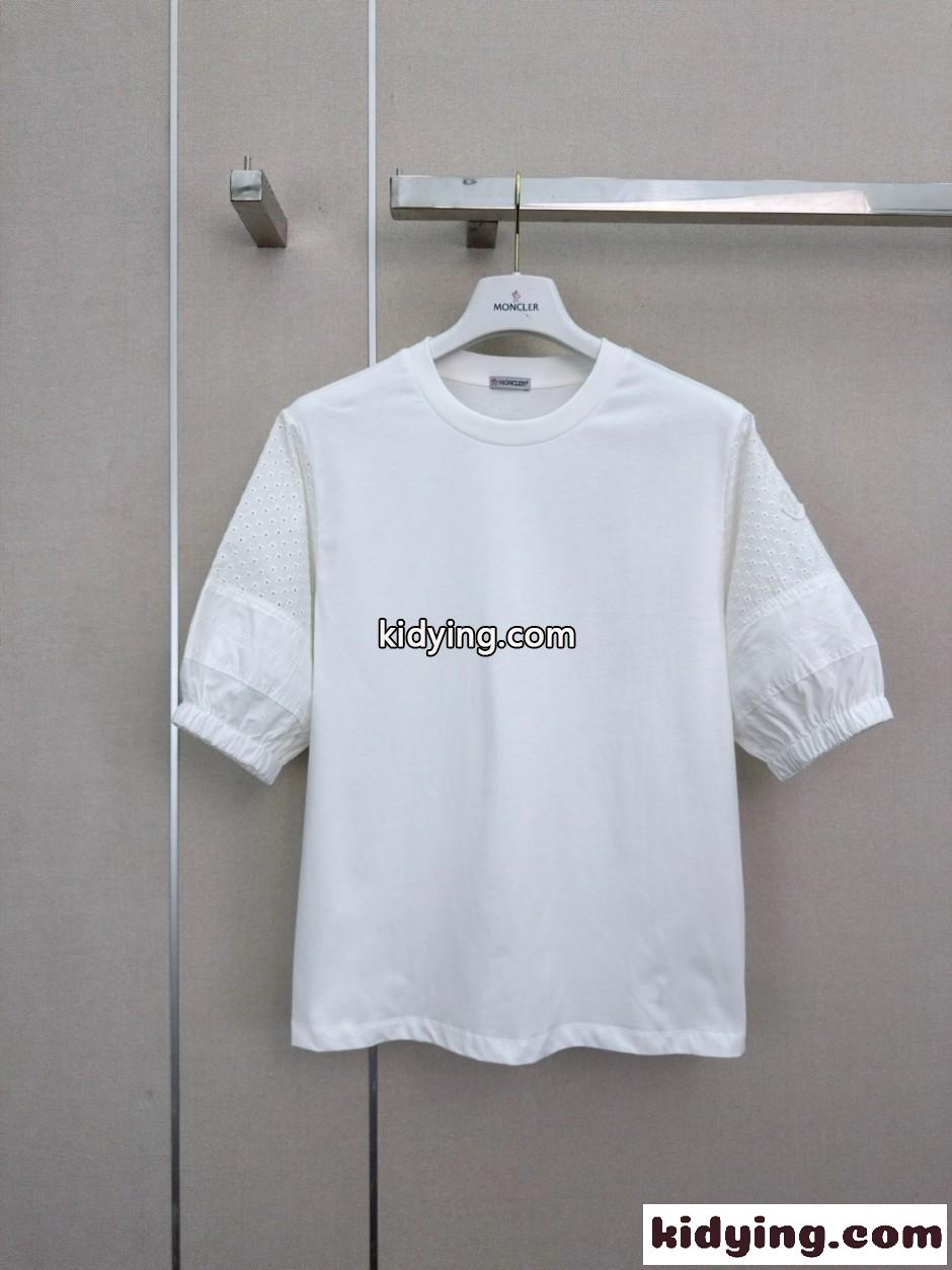 カジュアル 半袖 クルーネック カットソー モンクレール Tシャツ 偽物 ホワイト-2