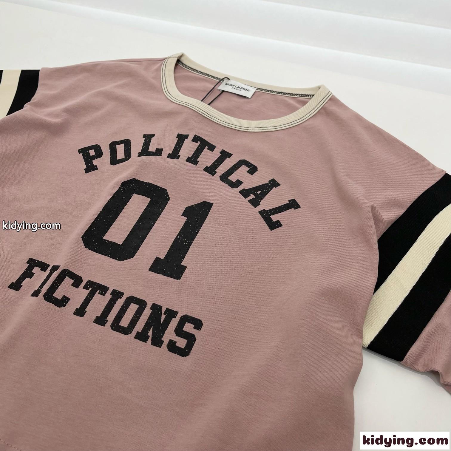 23SS POLITICAL FICTION ロゴ クロップド Tシャツ イヴ・サンローラン Tシャツ コピー-2