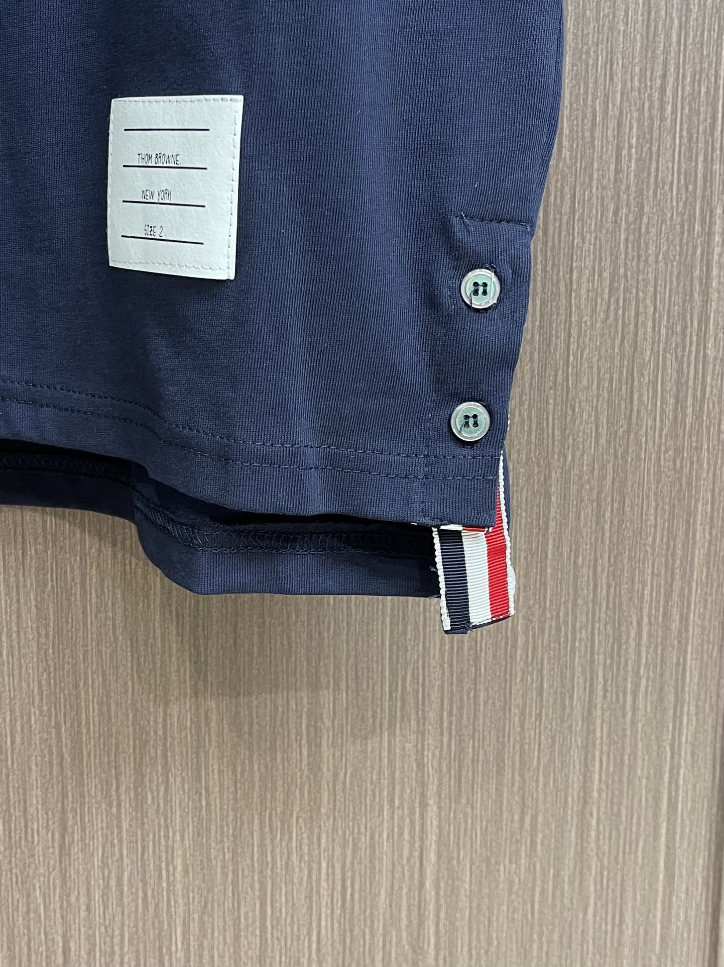 ストライプ ショートスリーブ ポロシャツ トムブラウン Tシャツ コピー メンズ ネイビー-4