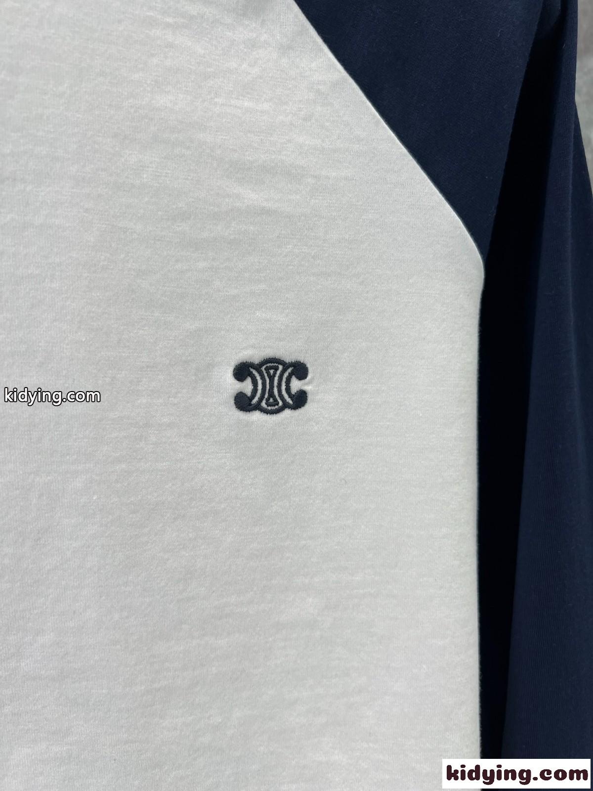 トリオンフ刺繍 コットン ショート 長袖Tシャツ セリーヌ Tシャツ コピー レディース-3