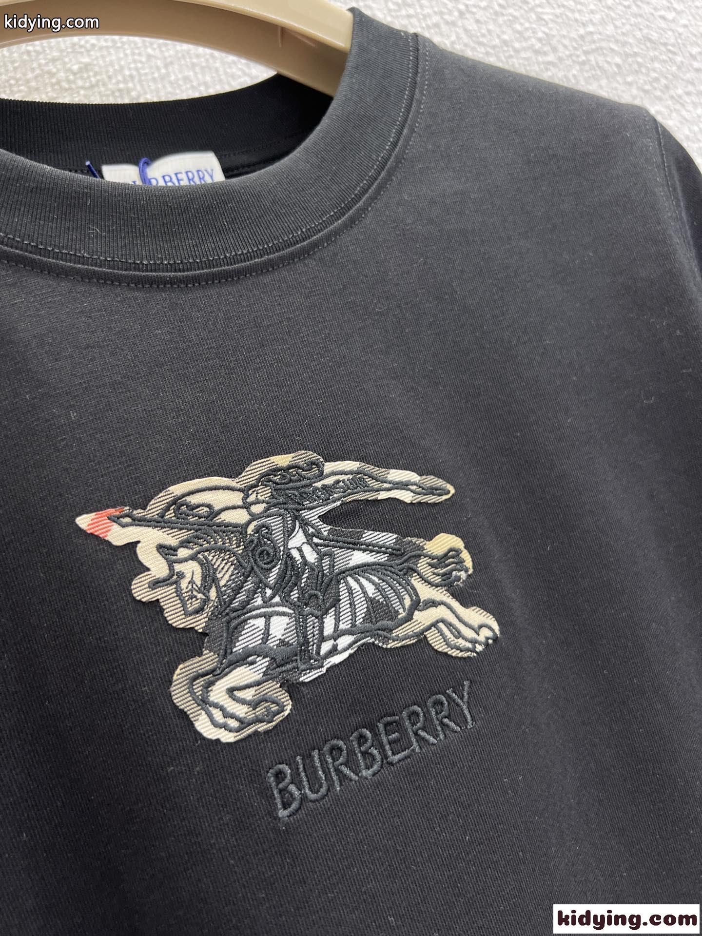 EKD チェック コットンTシャツ バーバリー Tシャツ コピー クルーネック ブラック-3