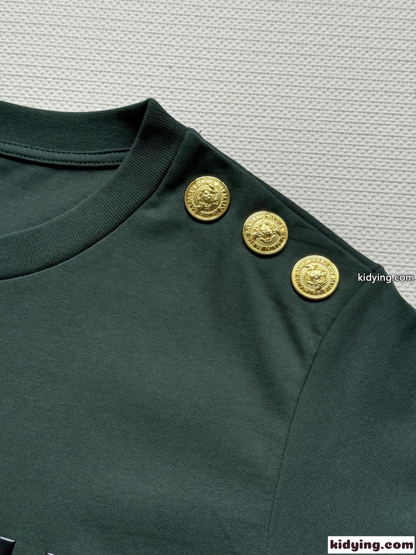 シンプル おしゃれ ロゴ入り 半袖Tシャツ バルマン Tシャツ コピー グリーン-3