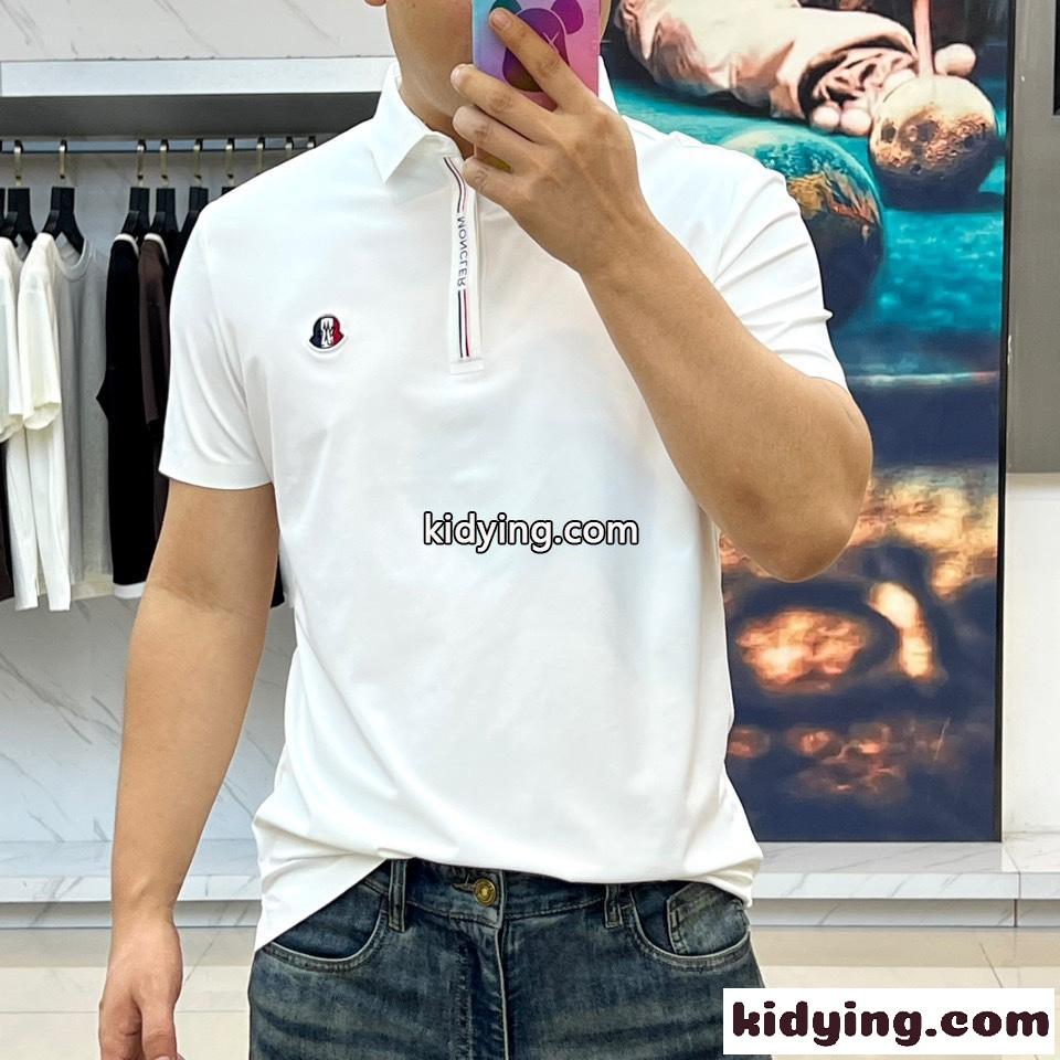 洗練された コットンピケ ポロシャツ モンクレール Tシャツ 偽物 ホワイト-1
