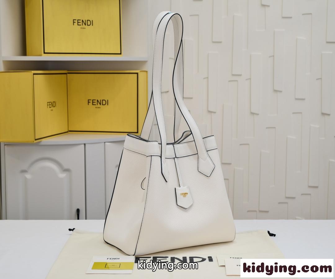 Fendi Origami ミディアム 変形バッグ フェンディ バッグ コピー ホワイトレザー-2