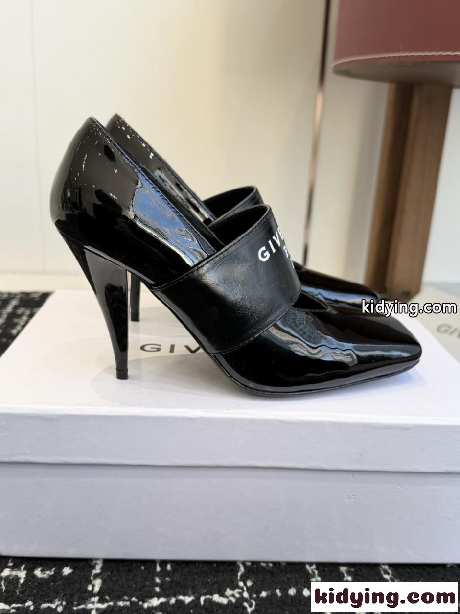 スライスドスクエア GIVENCHYテープ パンプス パテントレザー ジバンシィ スーパーコピー ブラック-0