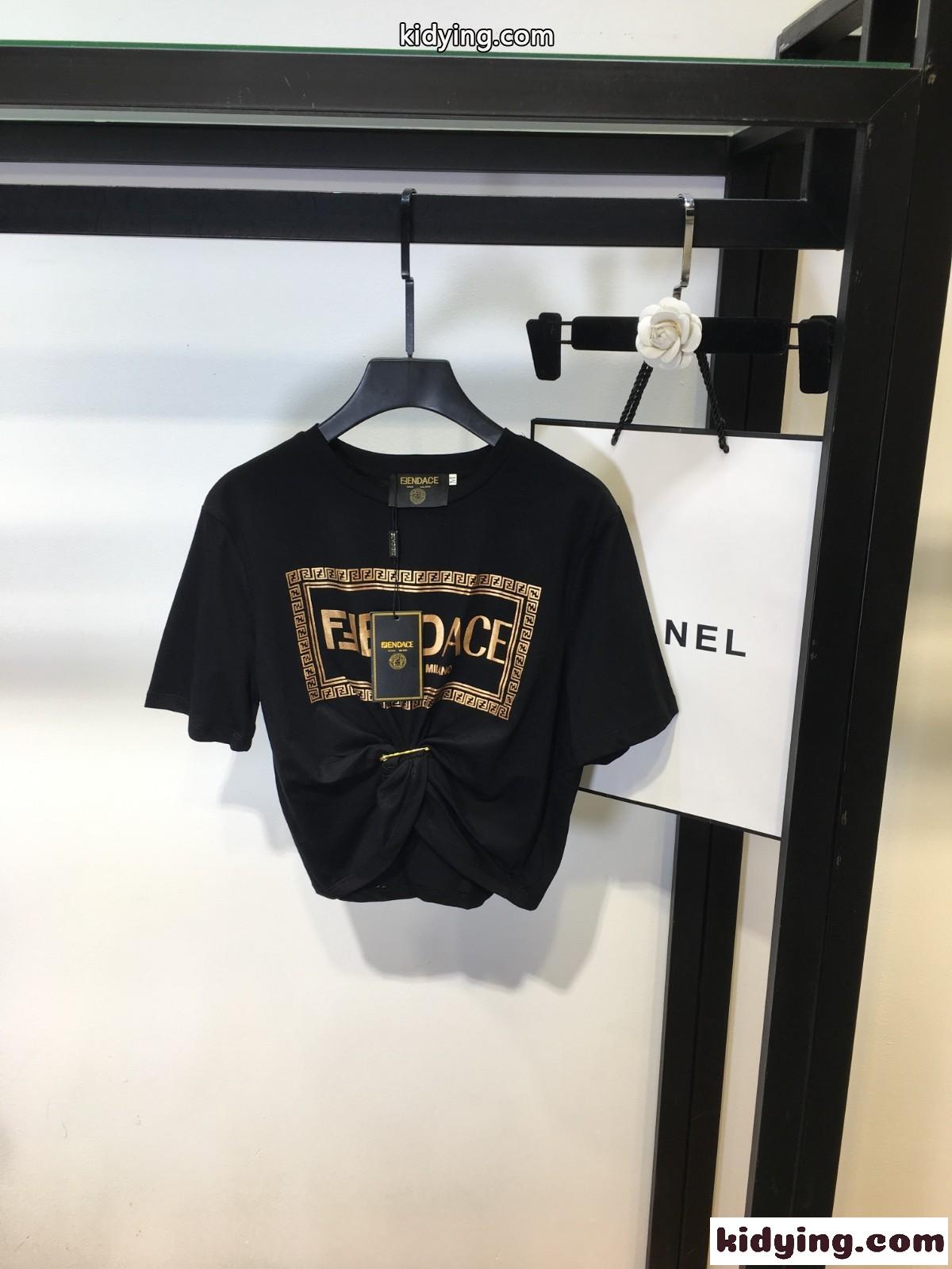 FENDI×Versace コラボ 新作 ロゴ コットン 大人気 フェンディ 半袖tシャツ コピー トップス-3