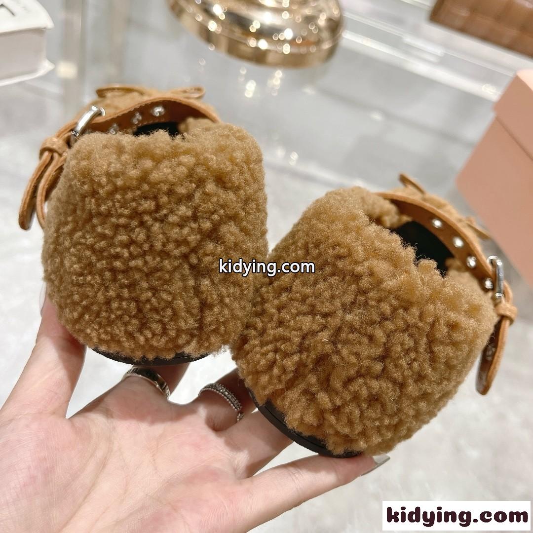 シープスキン フラット バレリーナシューズ ミュウミュウ シューズ スーパーコピー キャメル-0