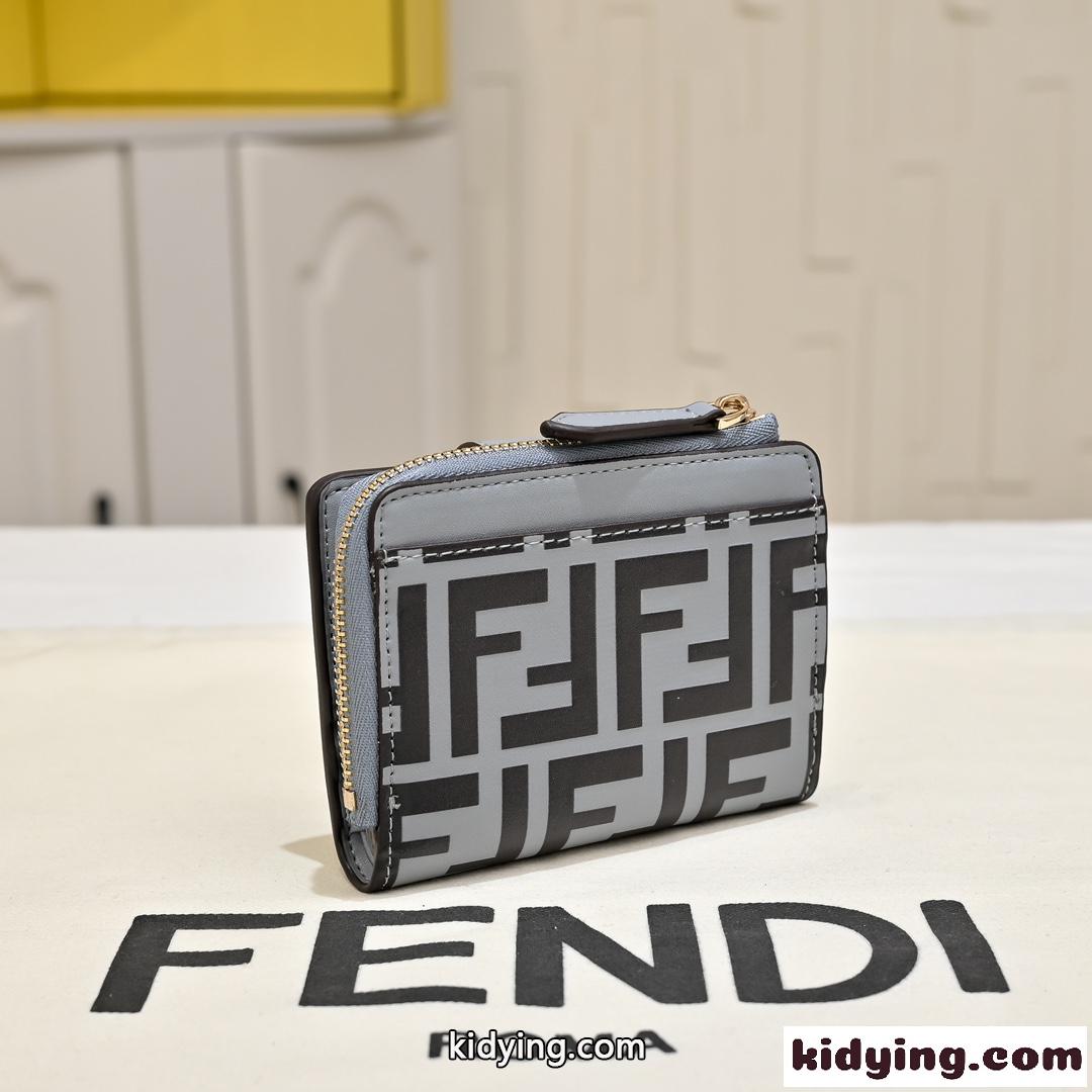 人気 小銭入れ付き 2つ折り財布 フェンディ 財布 スーパーコピー グレー-1