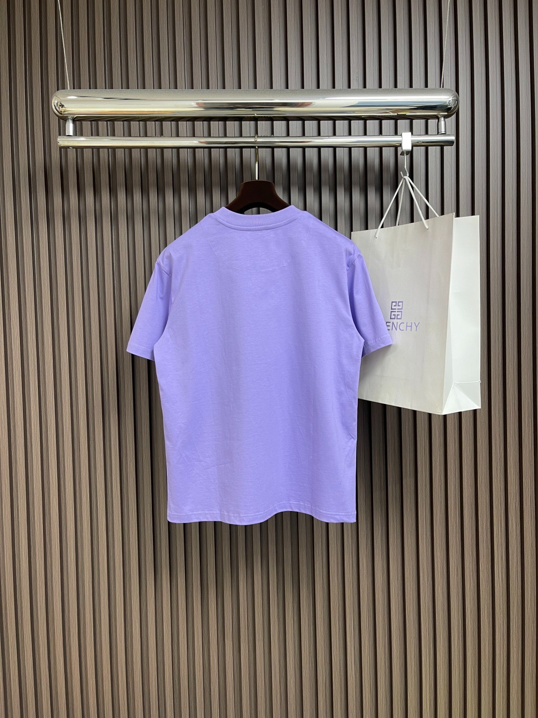 シンプル アナグラム刺繍 クルーネック ロエベ Tシャツ 偽物 コットン パープル-1