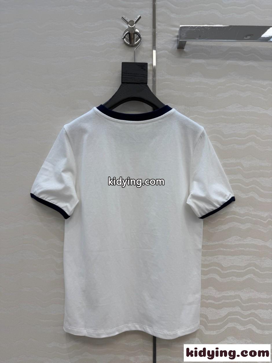 おしゃれ 配色 リンガーTシャツ イヴ・サンローラン Tシャツ コピー ホワイト-4