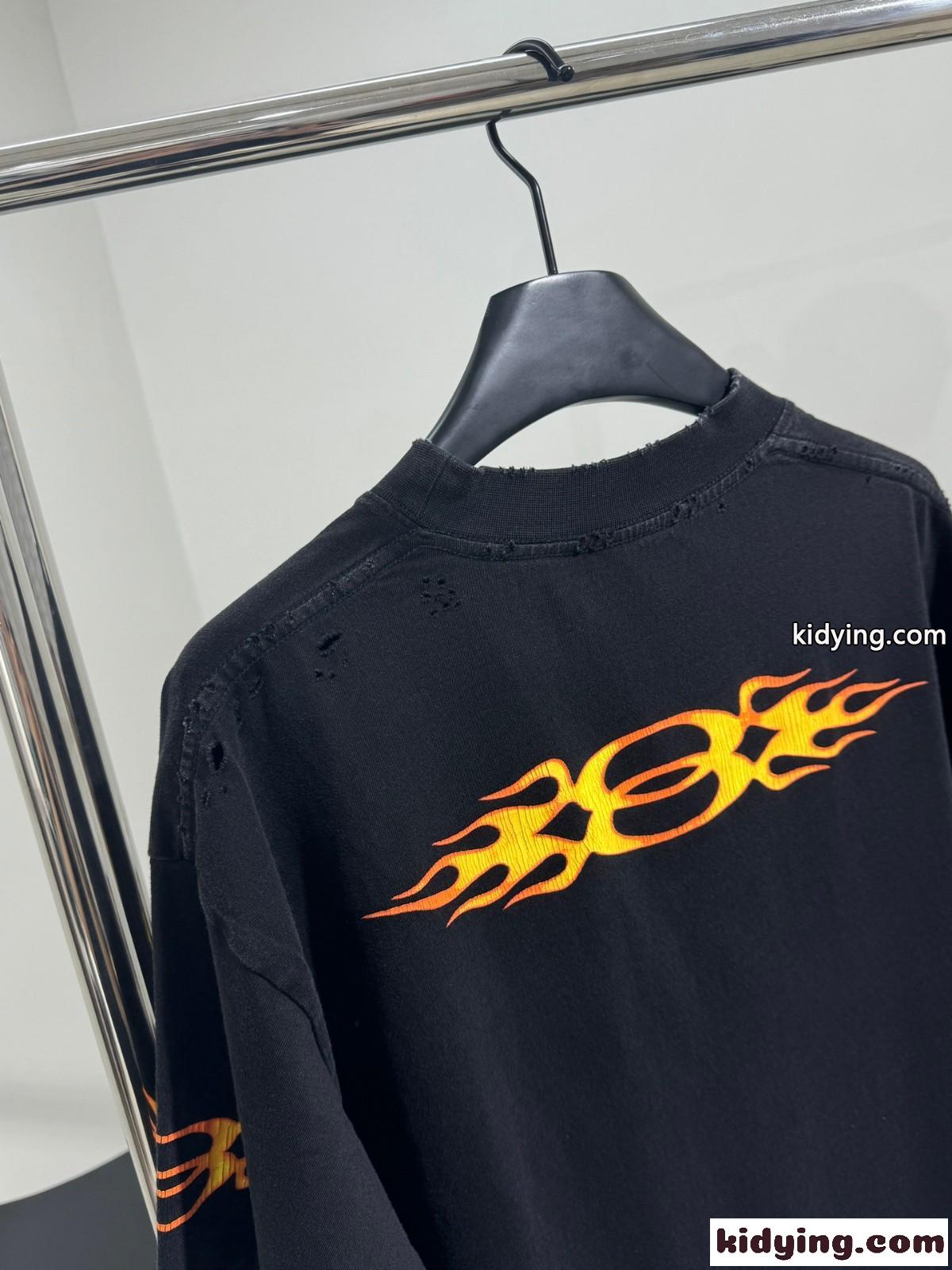 カジュアル プリント オーバーサイズTシャツ バレンシアガ 半袖Tシャツ コピー ブラック-2
