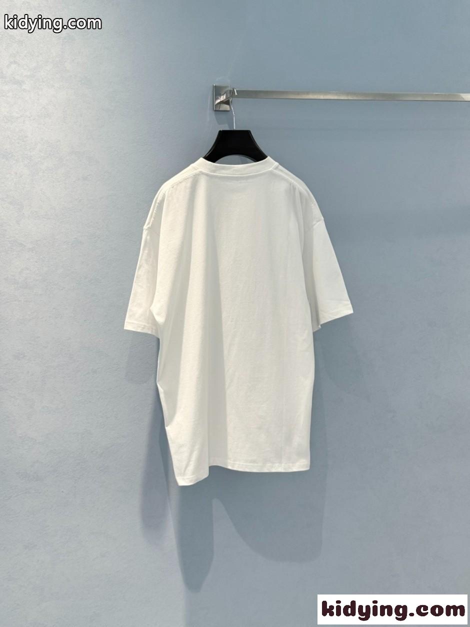 アレキサンダーワング Tシャツ 偽物 ユニセックス ロゴ 半袖Tシャツ ホワイト-1