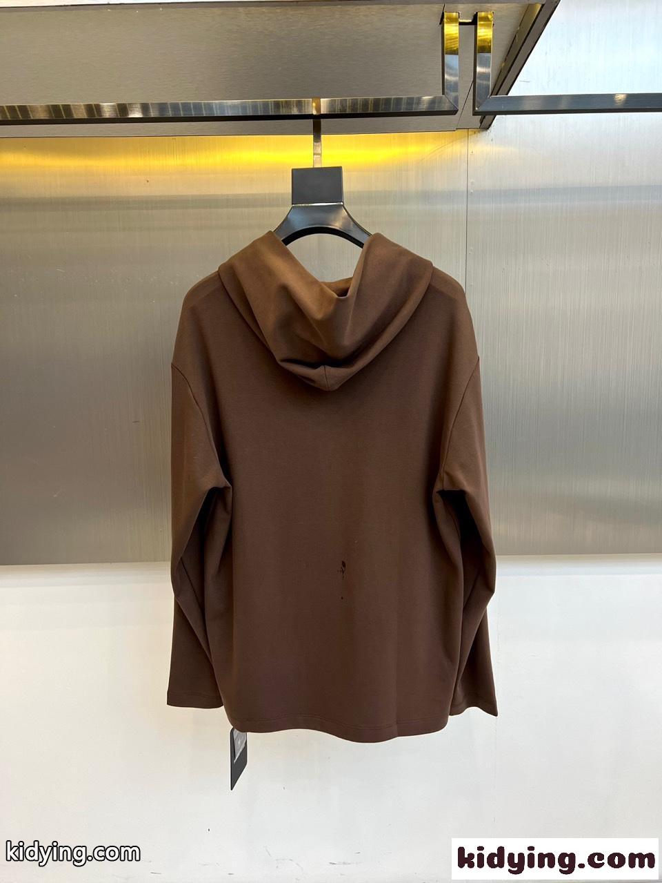 シンプル 着回し フード付き プルオーバー プラダ Tシャツ 偽物 合わせやすい ブラウン-3