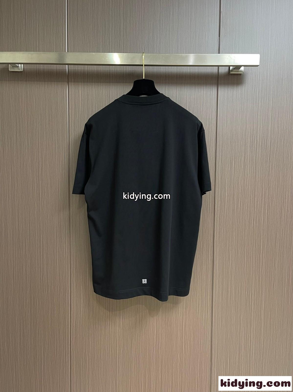 4Gドラゴンプリント コットン 半袖Tシャツ ジバンシィ Tシャツ 偽物 ブラック-1