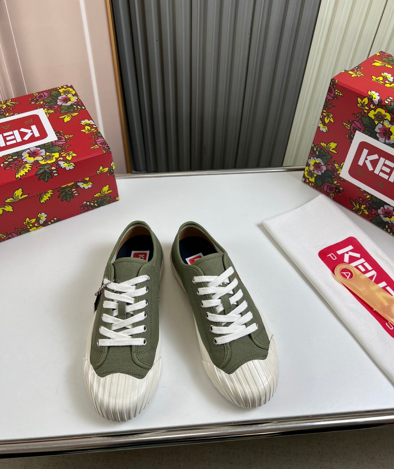 定番 KENZOSCHOOL メンズ キャンバススニーカー ケンゾー スニーカー コピー グリーン-1