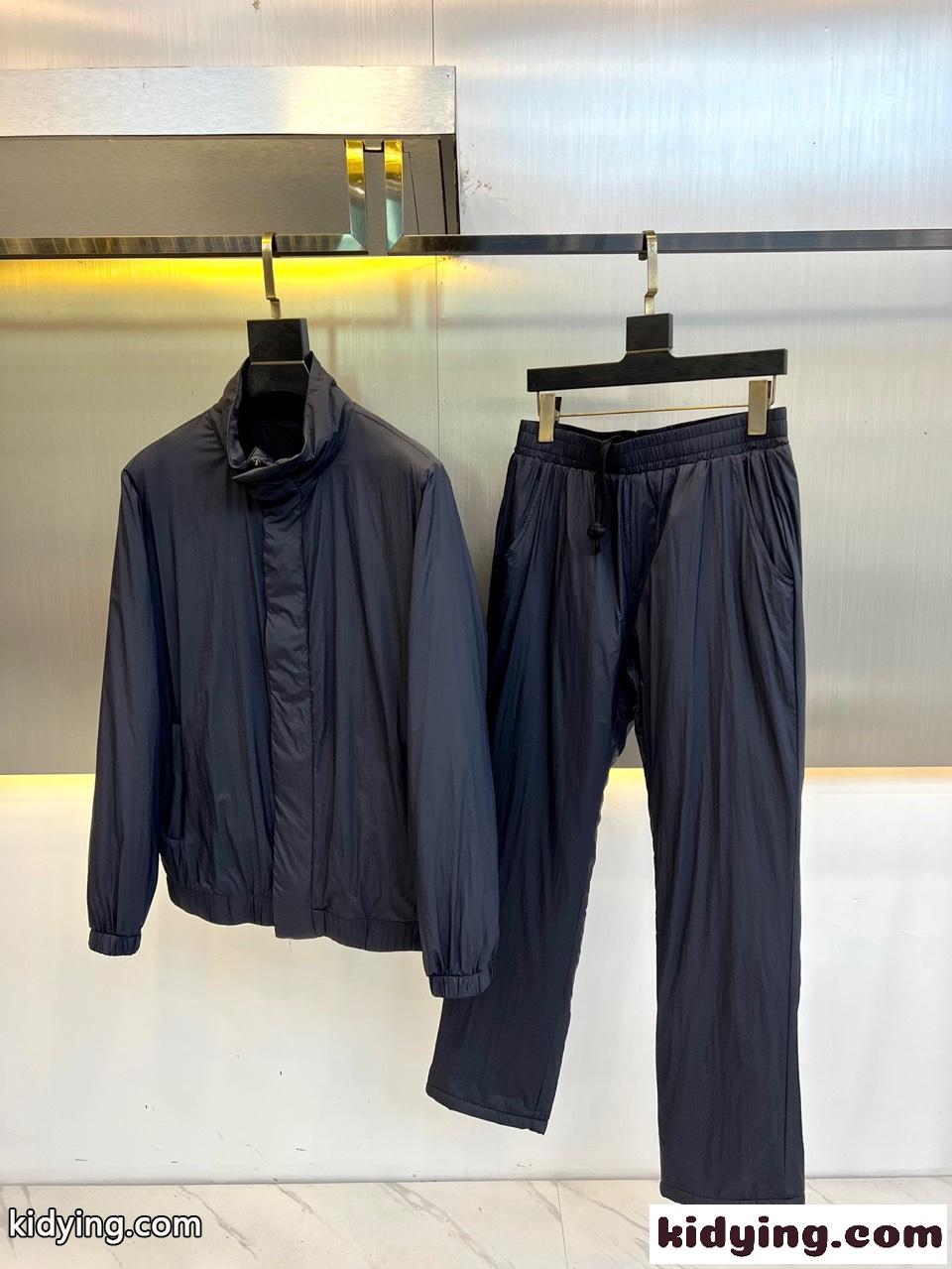秋冬 中綿入り ブルゾン＆パンツ 2点セット エルメネジルド・ゼニア セットアップ コピー-2