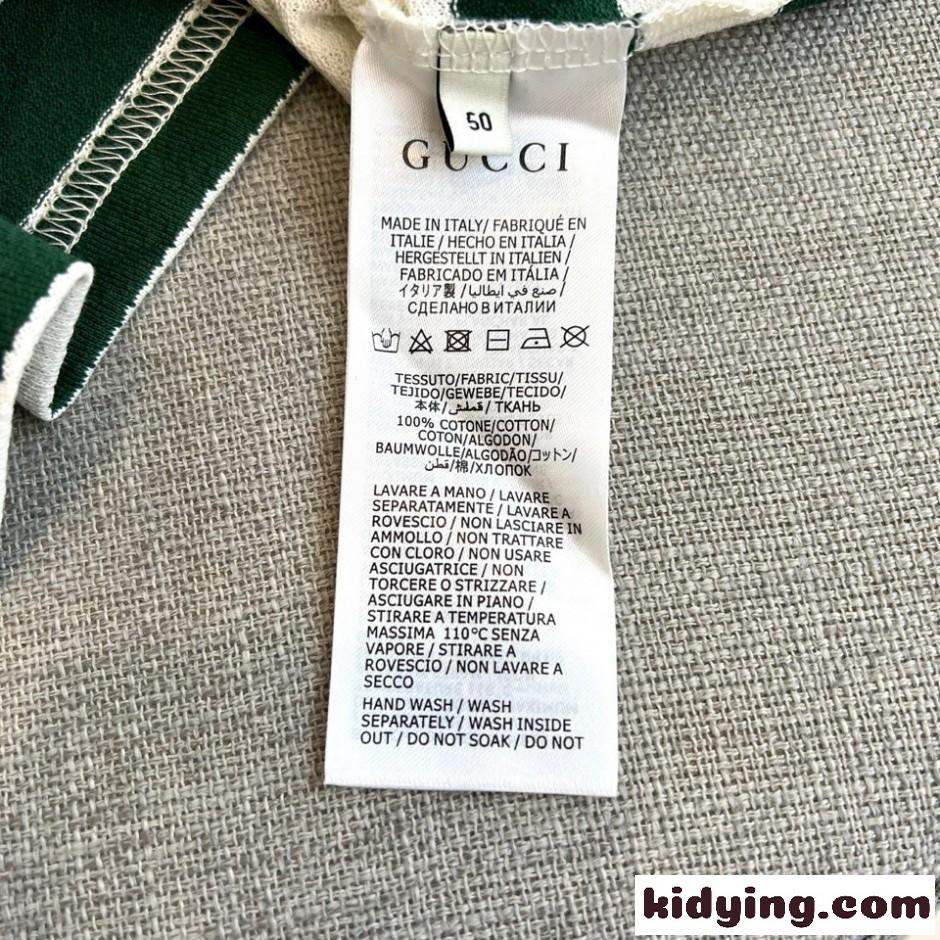 ボーダー柄 ロゴ入り 半袖Tシャツ グッチ Tシャツ 偽物 クルーネック-4