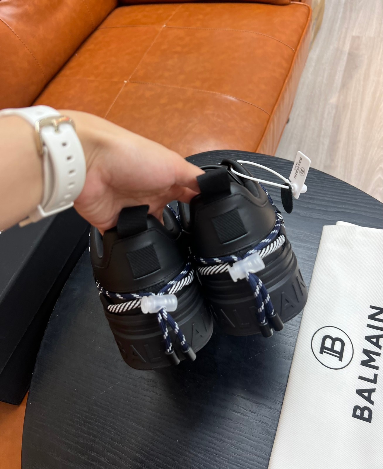 おしゃれ 人気 バルマン スニーカー コピー メンズ スムースレザー B-Courtスニーカー ブラック-3