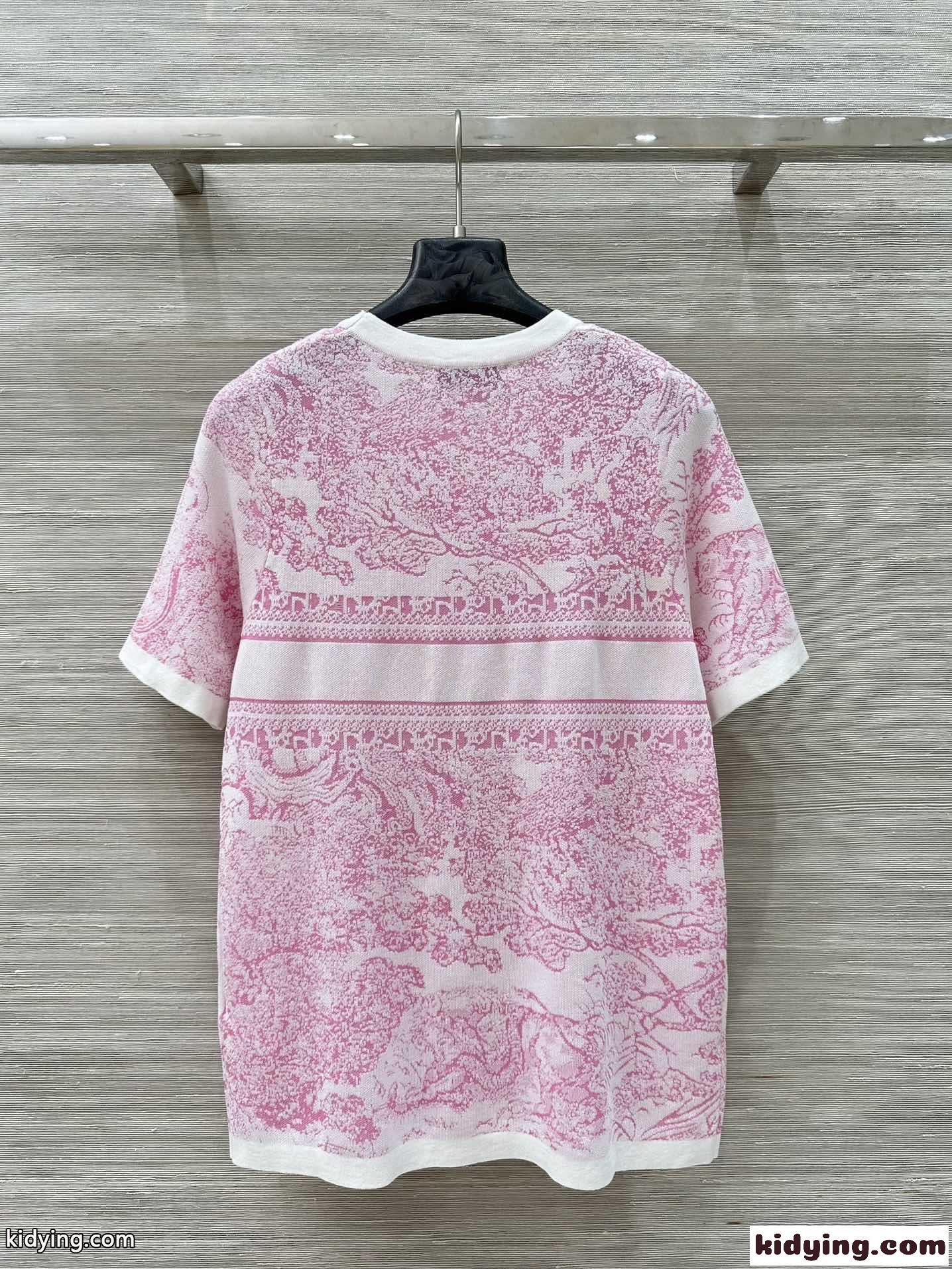 エレガント 半袖ニット クルーネック クリスチャン・ディオール Tシャツ 偽物 ピンク-3