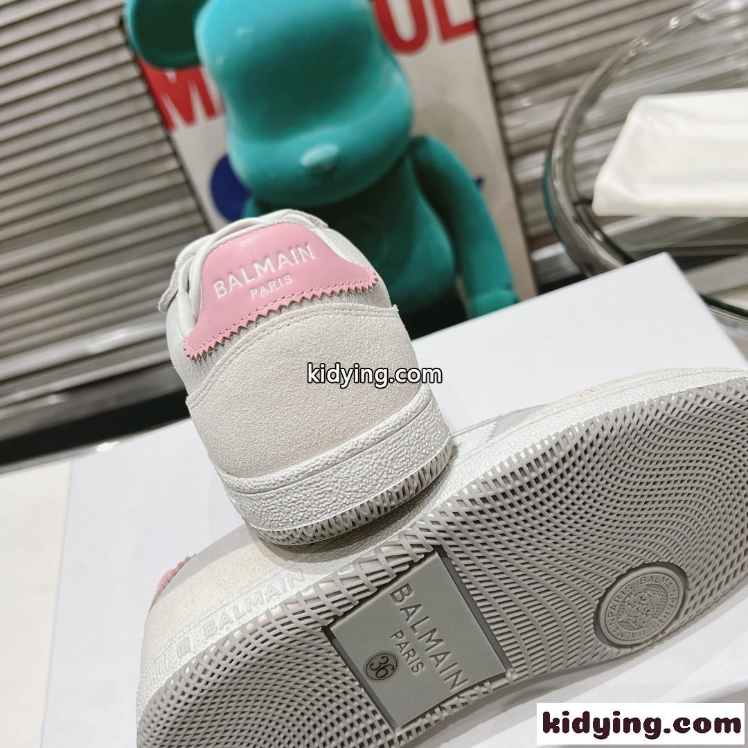 バルマン スニーカー スーパーコピー Balmain Swan レザー＆スエード スニーカー-4