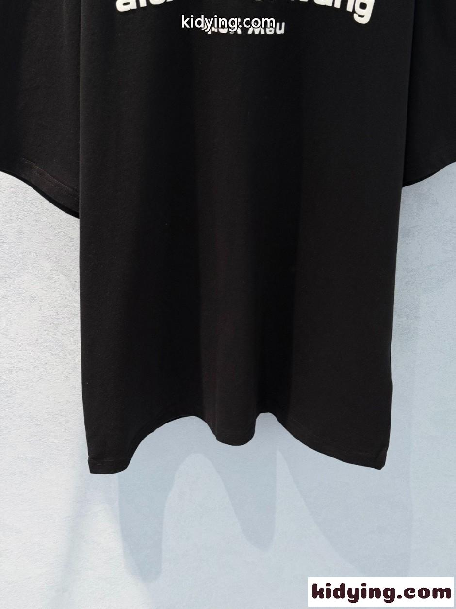 ユニセックス ロゴ 半袖Tシャツ アレキサンダーワング Tシャツ 偽物 ブラック-3