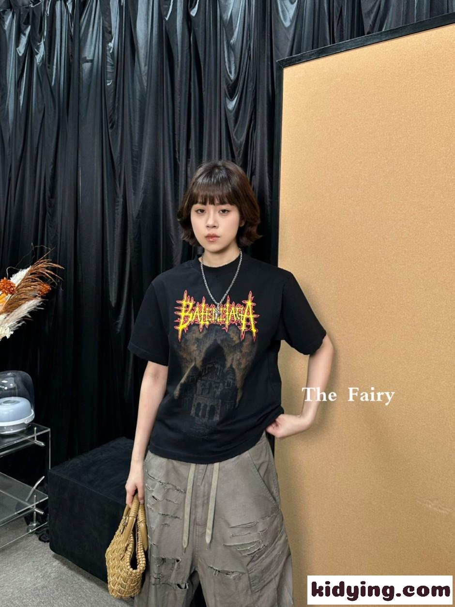 ロゴプリント 半袖Tシャツ バレンシアガ Tシャツ 偽物 クルーネック-4