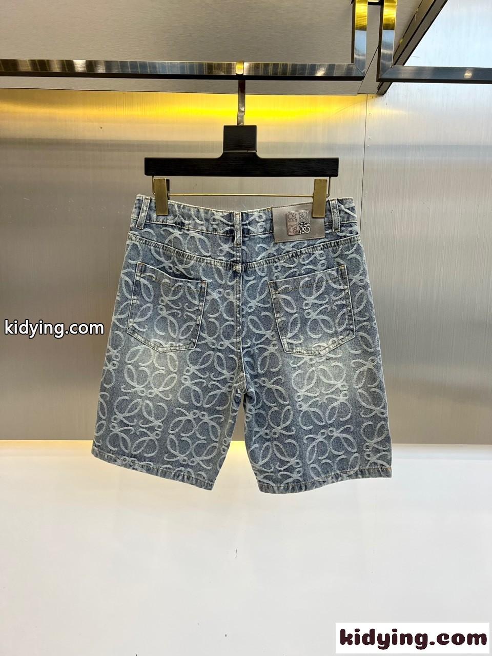 アナグラム 総柄 デニム ショートパンツ ロエベ パンツ 偽物 メンズ-1