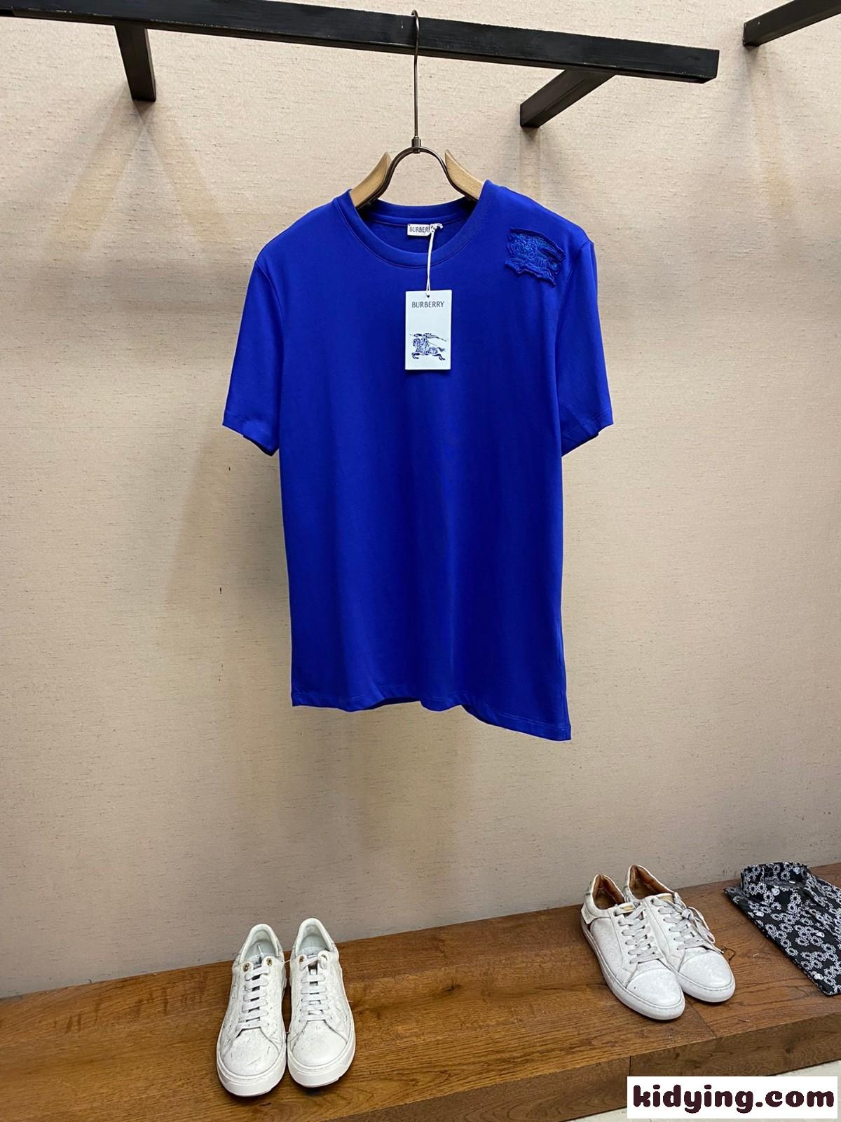 人気 カジュアル コットンTシャツ バーバリー 半袖Tシャツ コピー ブルー-2