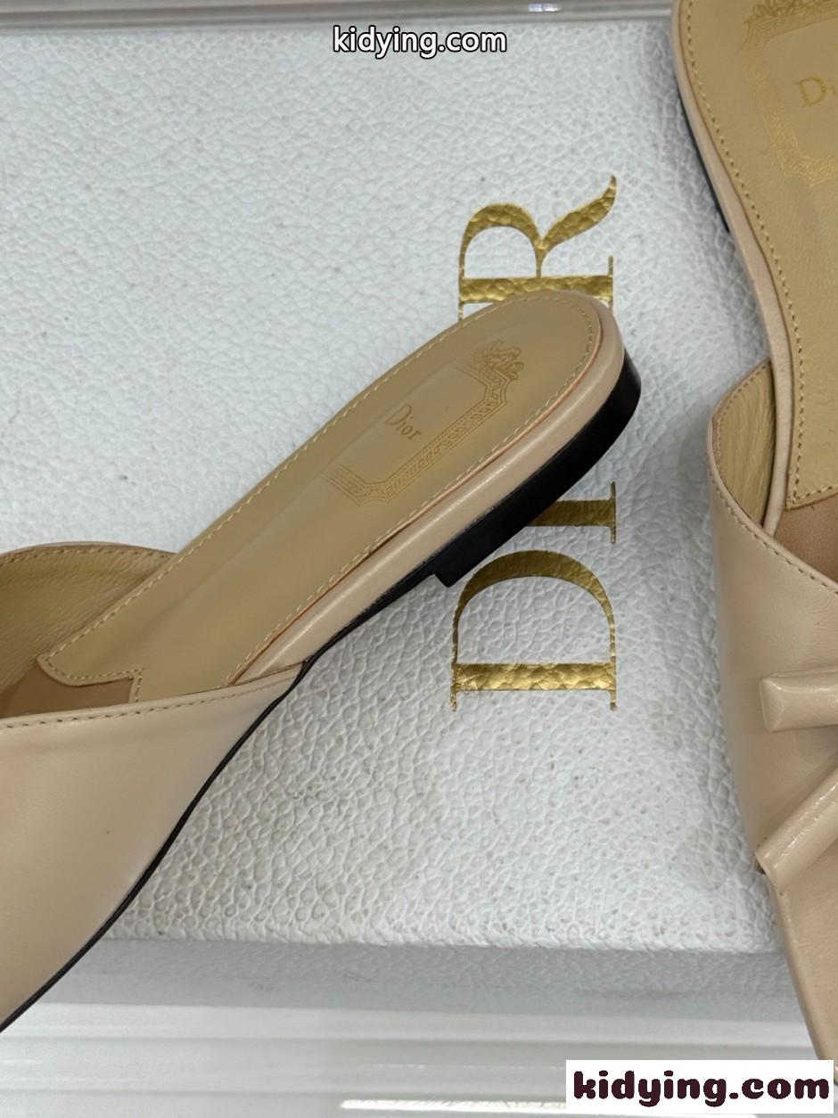 洗練された Dior Bow スライド クリスチャン・ディオール サンダル コピー ベージュ-2