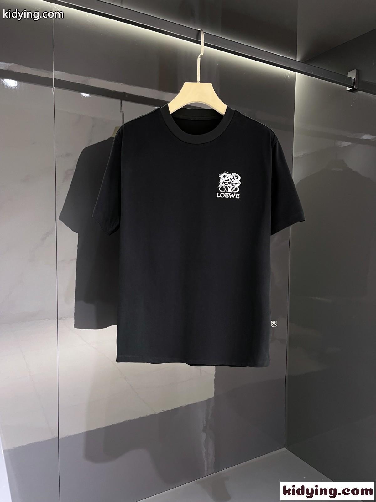シンプル ロゴ 刺繍 クルーネック 着心地いい ロエベ tシャツ コピー 半袖 春夏 定番 トップス-0