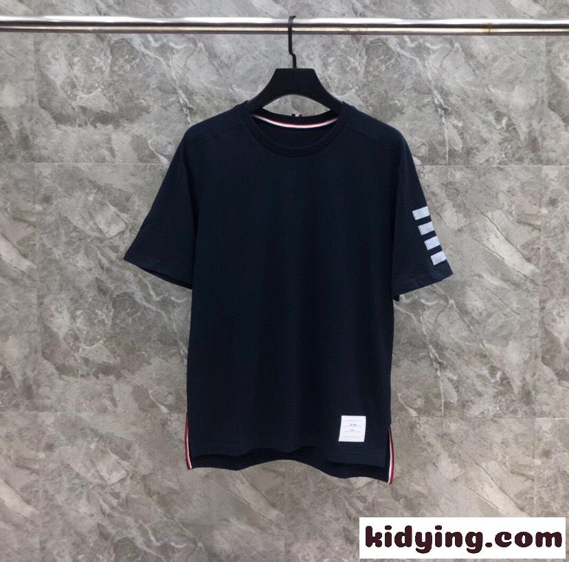 定番 合わせやすい トムブラウン 半袖Tシャツ コピー クルーネック ネイビー-2
