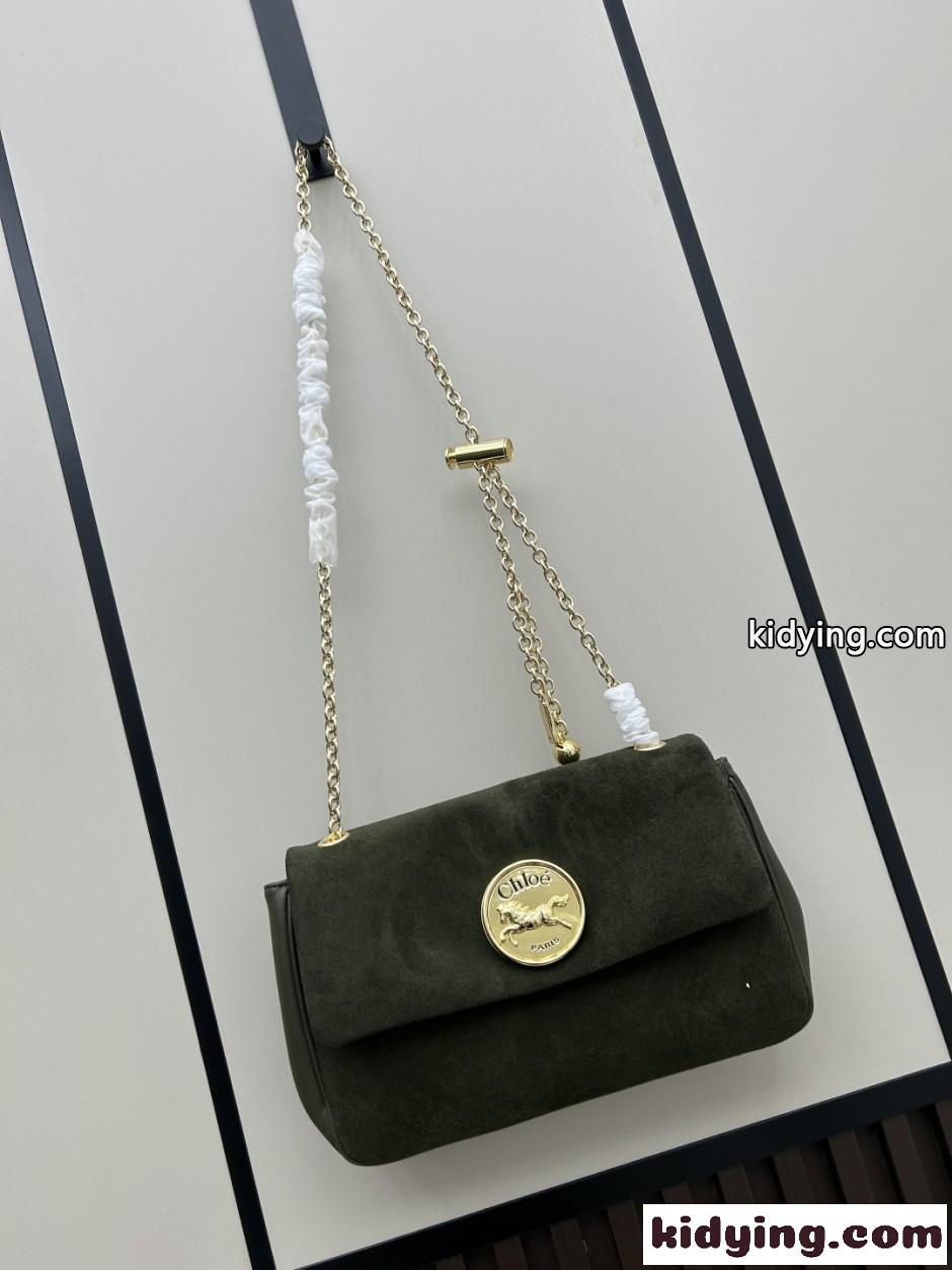 スエード Chloé Heritage カジュアル おしゃれ クロエ バッグ スーパーコピー ショルダーバッグ グリーン-1