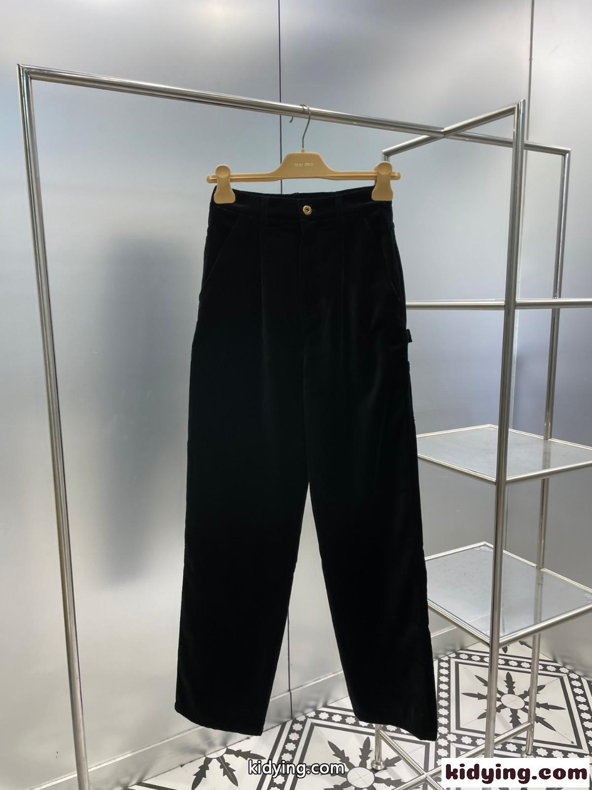 ウォッシュドベルベット パンツ ミュウミュウ パンツ コピー レディース-0