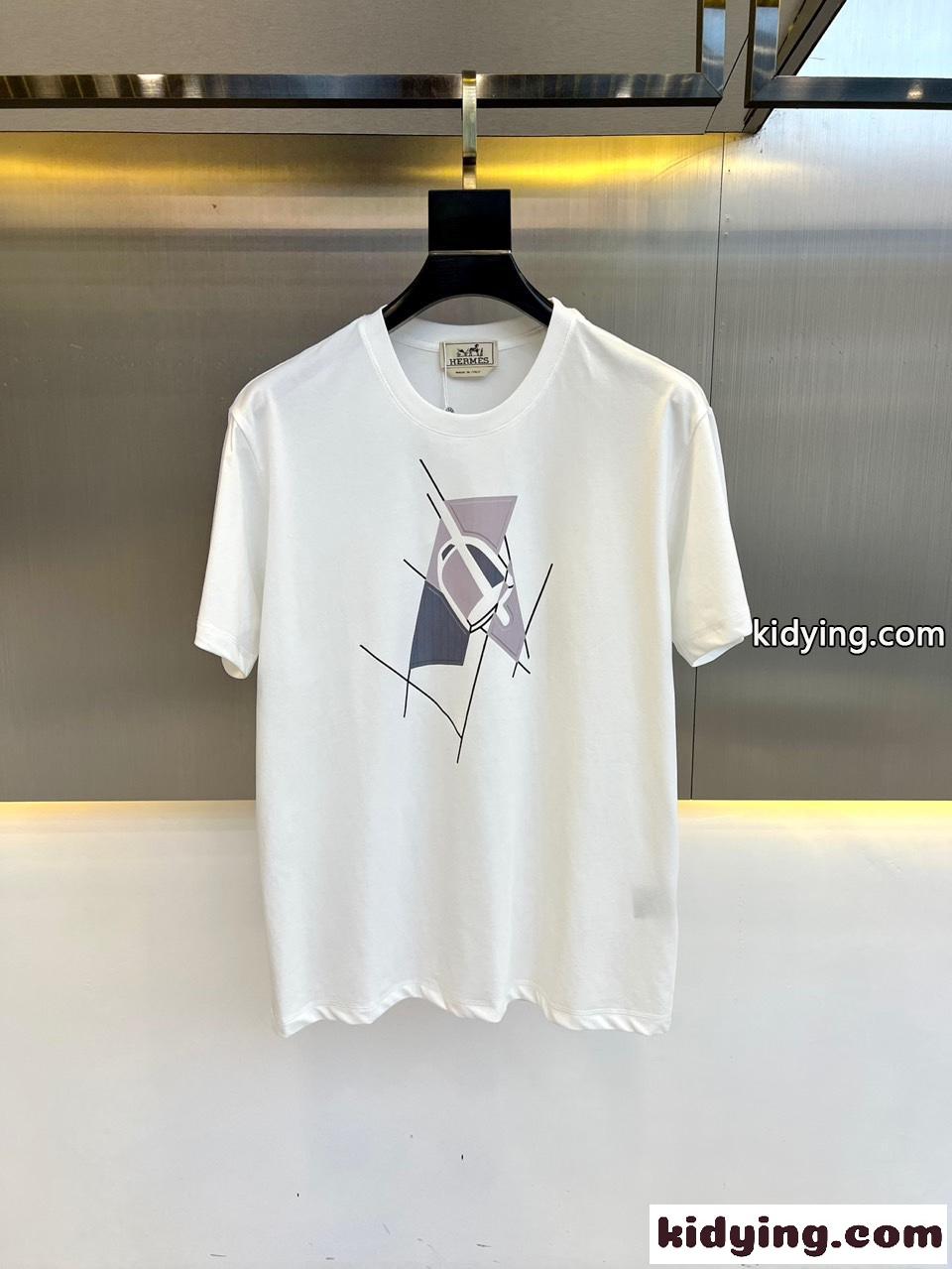 大人気 快適 コ ットン エルメス Tシャツ コピー メンズ 半袖Tシャツ ホワイト-0