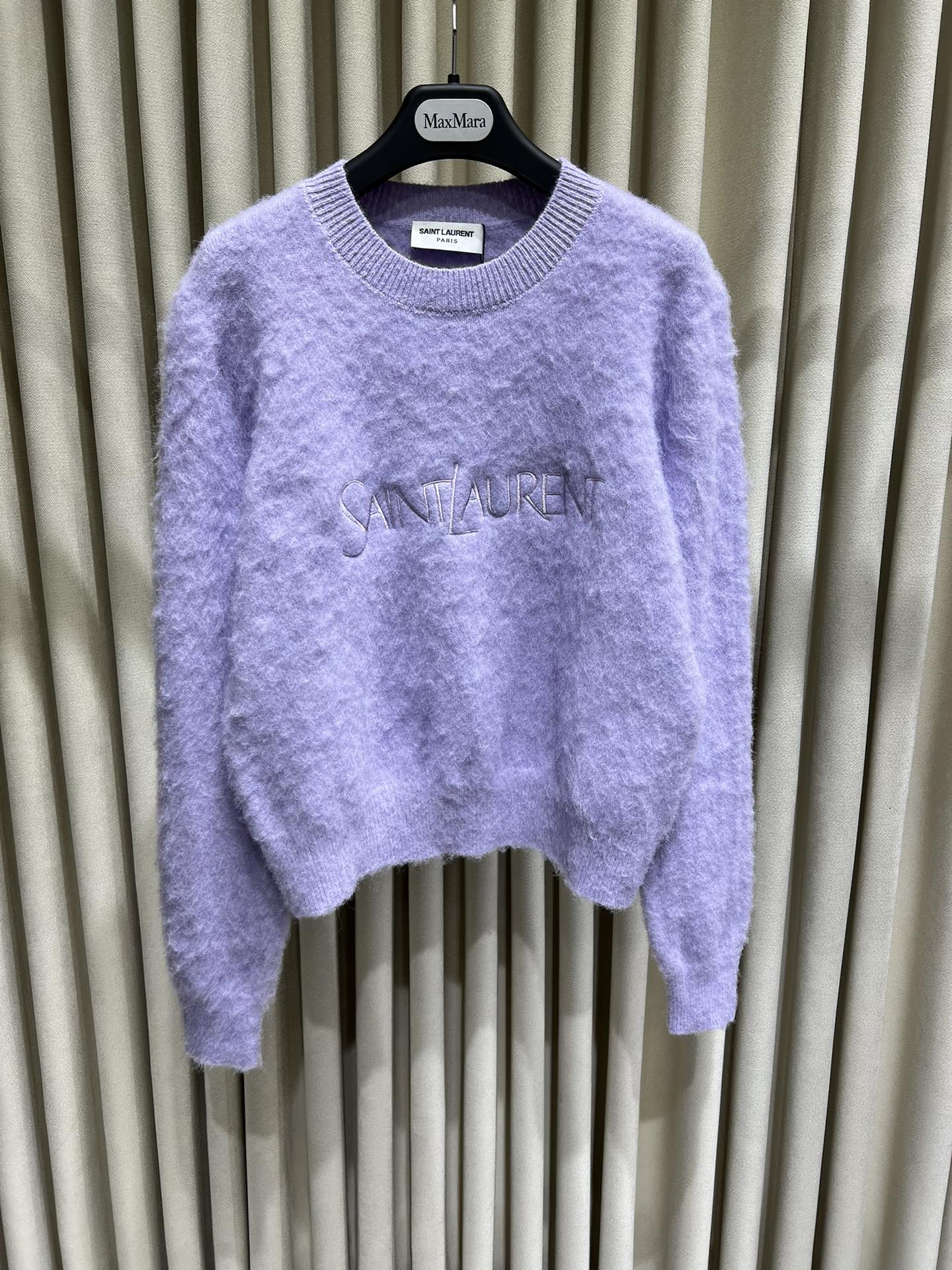 YSL サンローランセーターN級品 トップス ニット ロゴ刺繍 ふんわり 保温 柔らかい パープル-0