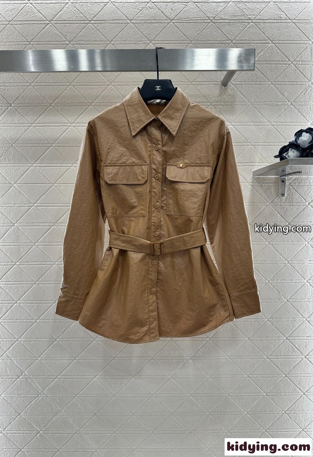 シンプル 上品 シャツジャケット セリーヌ ジャケット コピー ベルト付き-1