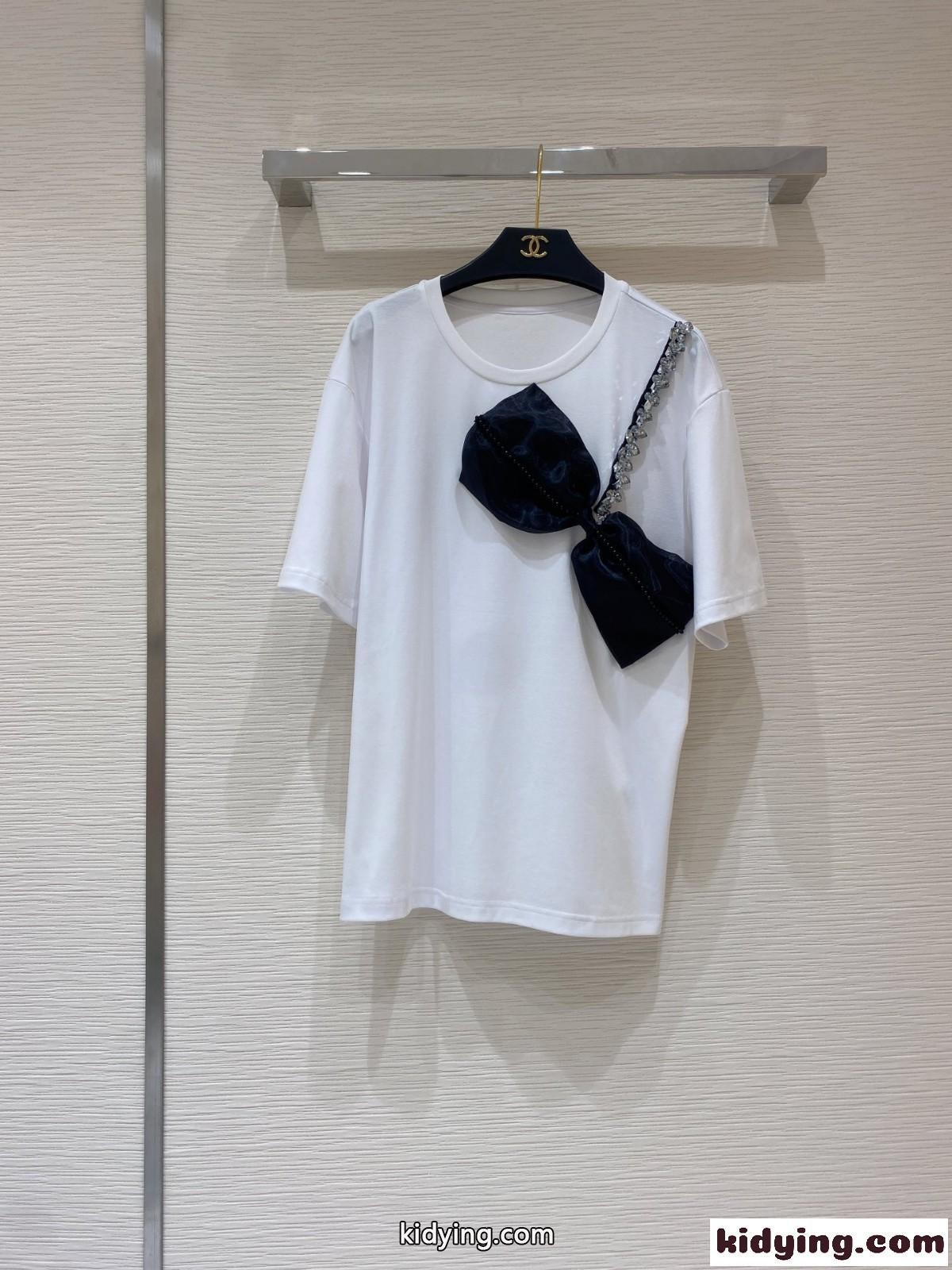 カジュアル ゆったり 可愛い リボン クルーネック ミュウミュウ 半袖tシャツ コピー 着心地いい 春夏 トップス-0