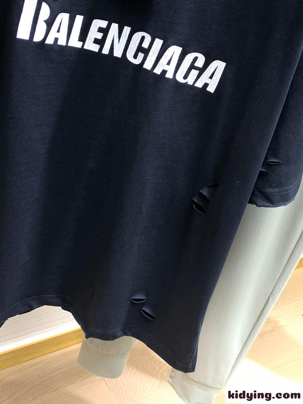 人気 おしゃれ カジュアル ロゴ バレンシアガ Tシャツ コピー クルーネック 半袖 トップス ブラック-3