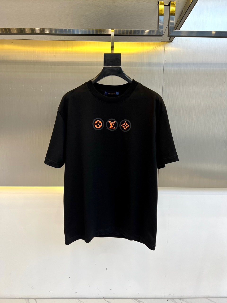カジュアル ロゴ クルーネック ルイ・ヴィトン Tシャツ 偽物 半袖Tシャツ ブラック-0