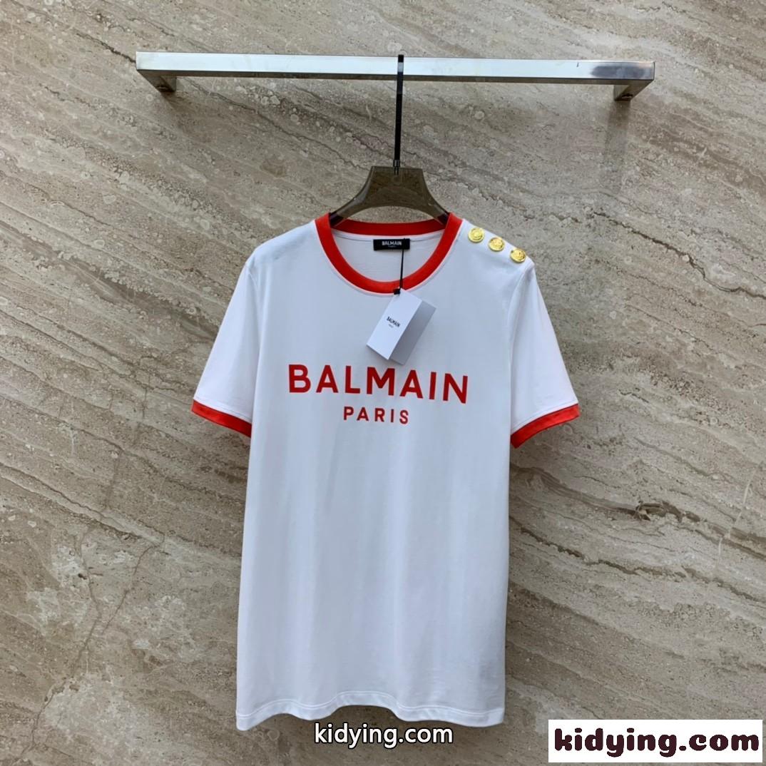 バルマン Tシャツ コピー 定番 カジュアル コットン 半袖Tシャツ-0